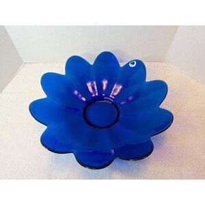 Vintage Murano Glass Floral-Shaped Bowl Signed Yalos Casa 13" Dia. Centerpiece